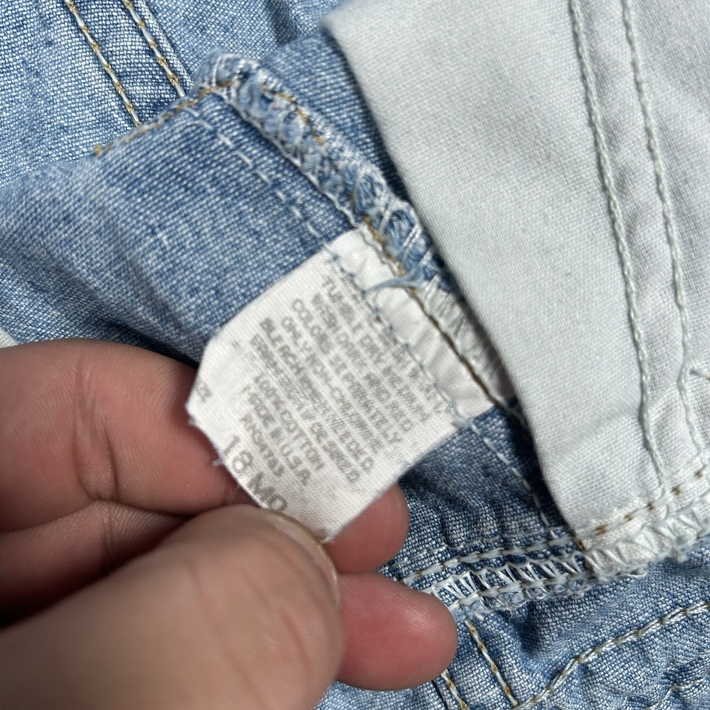 Vintage Lee Authentic Denim Overalls Baby Size 18M fish Pattern 80s RARE Pattern - Picture 3 of 16